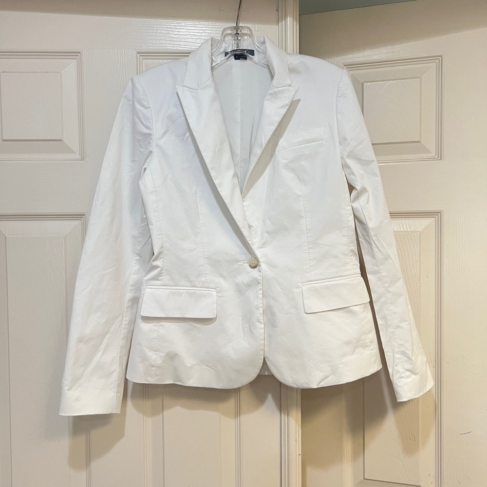 Theory women’s size 8 white cotton career Smart‎ Blazer Preppy office old money